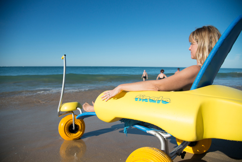 Sun lounger for disabled person